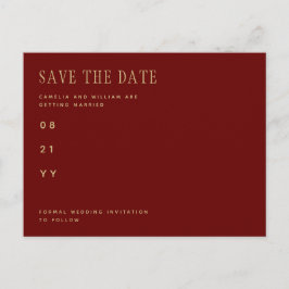 Trending Burgundy Gold Wedding SAVE the DATE Postc Briefkaart