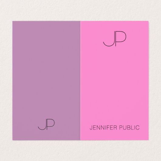 Trending Colors Elegant Moderne Monogram Sjabloon Visitekaartje (Buitenkant ongevouwen)