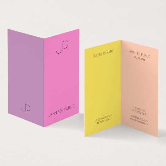 Trending Colors Elegant Moderne Monogram Sjabloon Visitekaartje (Binnen en buitenkant)