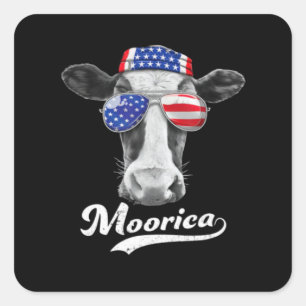 Trending Cow 4Th Of July Moorica Vierkante Sticker