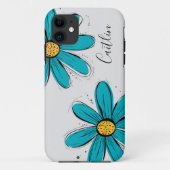 Trending Daisy blauwgroen inky art Case-Mate iPhone Case (Achterkant)