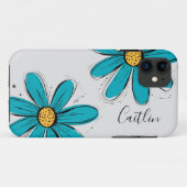 Trending Daisy blauwgroen inky art Case-Mate iPhone Case (Achterkant (horizontaal))