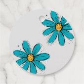 Trending Daisy blauwgroen inky art Gift Labels (Achterkant)