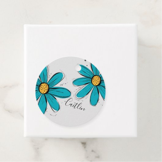 Trending Daisy blauwgroen inky art Gift Labels (In situ)