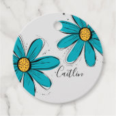 Trending Daisy blauwgroen inky art Gift Labels (Voorkant)