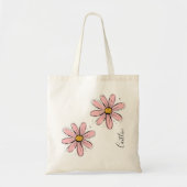 Trending Daisy Blush roze inktkunst Tote Bag (Voorkant)