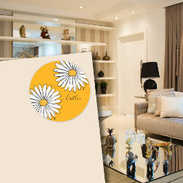 Trending Daisy Oranje inky art Ronde Sticker