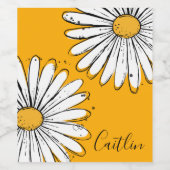 Trending Daisy Oranje inky art Wijn Etiket (Enkel label)