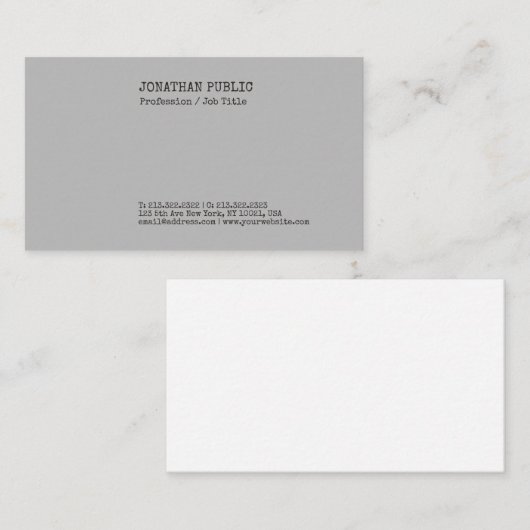 Trending Elegant Creatieve Nostalgie Grijs Plain Visitekaartje (Voorkant / Achterkant)