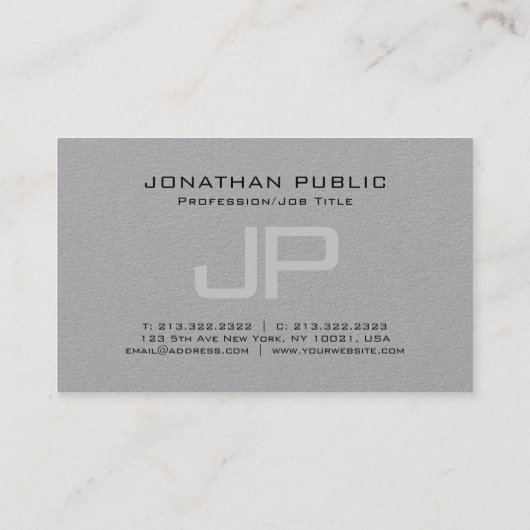 Trending Elegant Monogram Minimalistische Grijze S Visitekaartje (Achterkant)