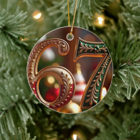 Trending Elegant Six Seven Christmas Meme Keramisch Ornament (Boom)