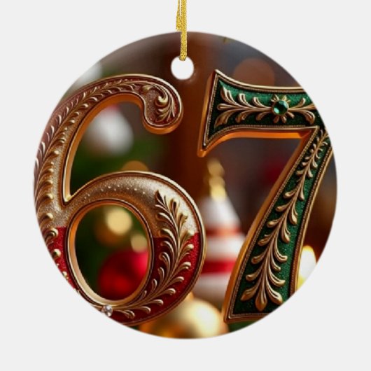 Trending Elegant Six Seven Christmas Meme Keramisch Ornament (Achterkant)