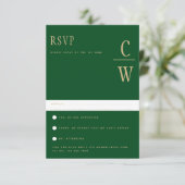 Trending Emerald Green Gold Wedding RSVP (Staand voorkant)