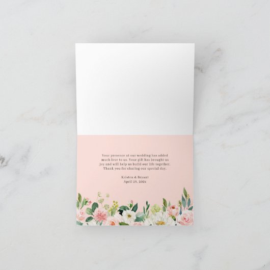 Trending Geometrisch Goud Lijst Blush Roze Bloem Bedankkaart (Binnen)