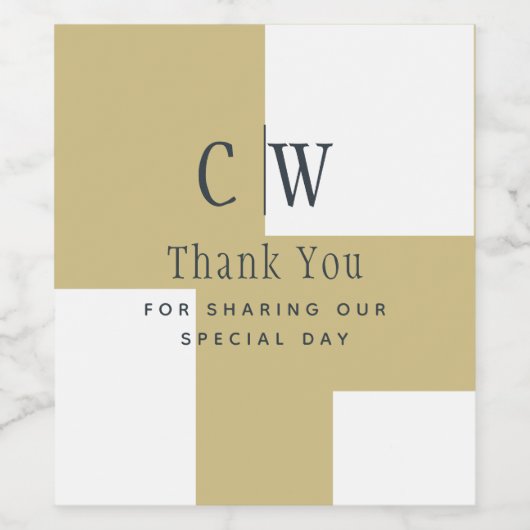 Trending Gold White Weddenschap Bedankt voor tafel Wijn Etiket (Enkel label)