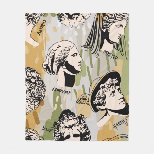 Trending Greek gods Art Portret Seamless Pattern. Fleece Deken (Voorkant)