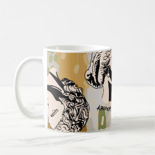 Trending Greek gods Art Portret Seamless Pattern. Koffiemok