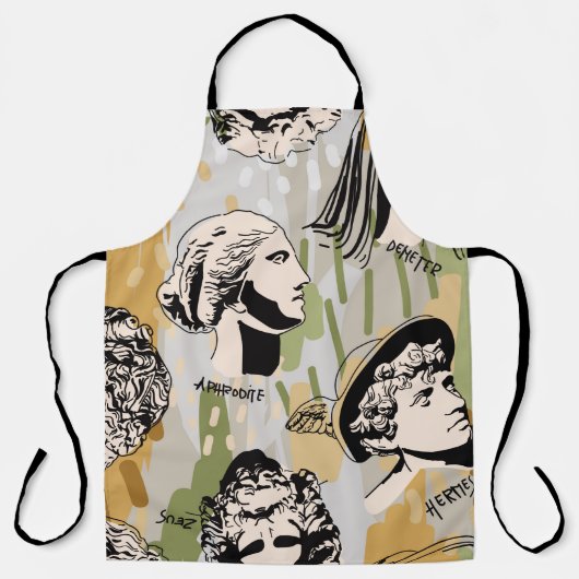 Trending Greek gods Art Portret Seamless Pattern. Schort (Voorkant)
