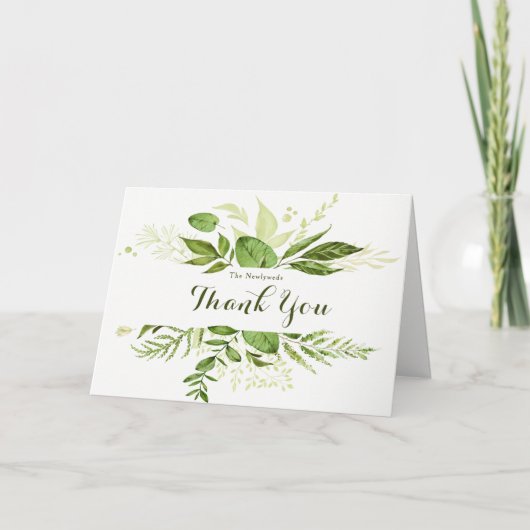 Trending groene krans & laurier Huwelijk Bedankt (Voorkant)