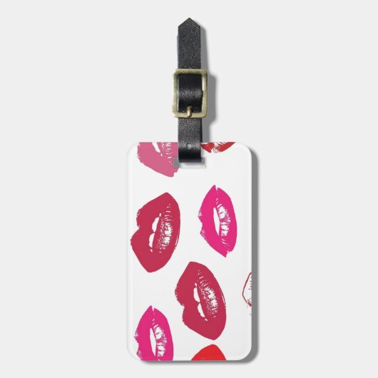 Trending Kisses patroonroze lippen mwah! Bagagelabel (Voorkant verticaal)