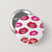 Trending Kisses patroonroze lippen mwah! Ronde Button 5,7 Cm (Voorkant /achterkant)
