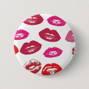 Trending Kisses patroonroze lippen mwah! Ronde Button 5,7 Cm