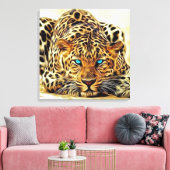 Trending Leopard Blue Eyes Canvas Afdruk (Insitu (Woonkamer))