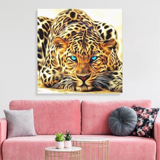 Trending Leopard Blue Eyes Canvas Afdruk (Insitu (Woonkamer))