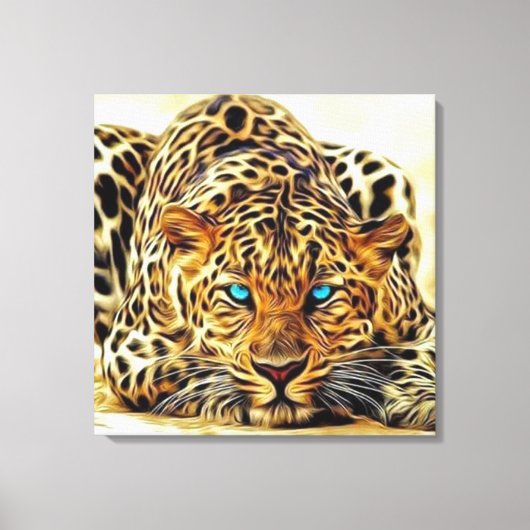 Trending Leopard Blue Eyes Canvas Afdruk (Voorkant)