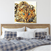 Trending Leopard Blue Eyes Canvas Afdruk (Insitu (Slaapkamer))
