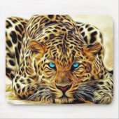 Trending Leopard Blue Eyes Mousepad Muismat (Voorkant)