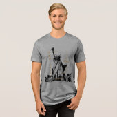 Trending Liberty Statue NYC Mannen korte mouw grij Tri-Blend Shirt (Voorkant volledig)