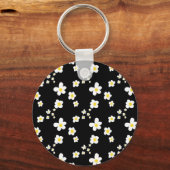 Trending madeliefjespatroon zwart geel wit, modern sleutelhanger (Voorkant)