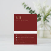 Trending Modern Burgundy Gold Wedding RSVP Postca Briefkaart (Staand voorkant)