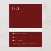Trending Modern Burgundy Gold Wedding RSVP Postca Briefkaart (Voorkant)