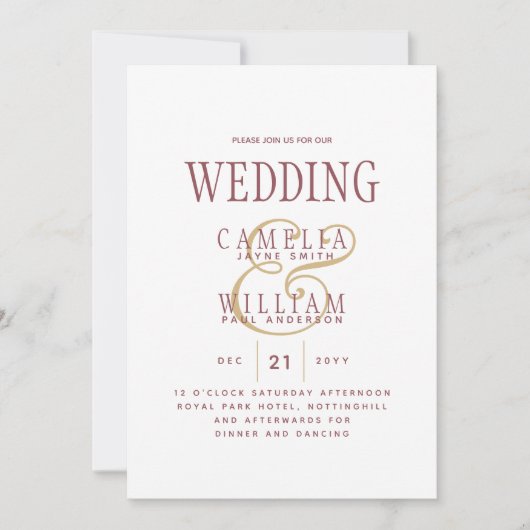 Trending Modern Dusty Roos Pink Gold Wedding Kaart (Voorkant)
