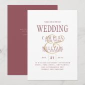 Trending Modern Dusty Roos Pink Gold Wedding Kaart (Voorkant / Achterkant)