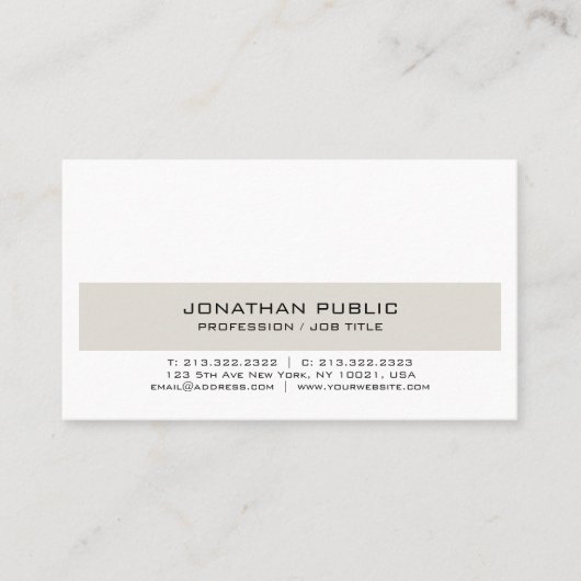 Trending Modern Elegant Beige White Clean Chic Visitekaartje (Voorkant)