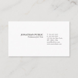 Trending Modern Elegant Minimalistical White Plain Visitekaartje