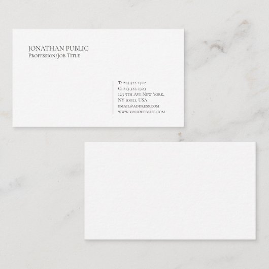 Trending Modern Elegant Minimalistisch Wit Plain Visitekaartje (Voorkant / Achterkant)