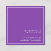 Trending Modern Elegant Violet Silk Finish Luxe Vierkante Visitekaartje (Achterkant)