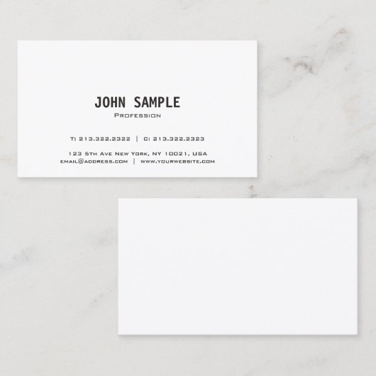 Trending Modern Elegant Wit Slank Creatief Vlak Visitekaartje (Voorkant / Achterkant)