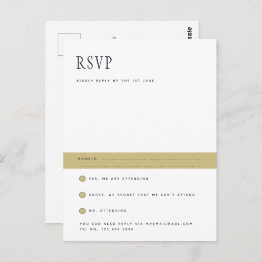 Trending Modern minimalist Simple Wedding RSVP Briefkaart (Voorkant / Achterkant)