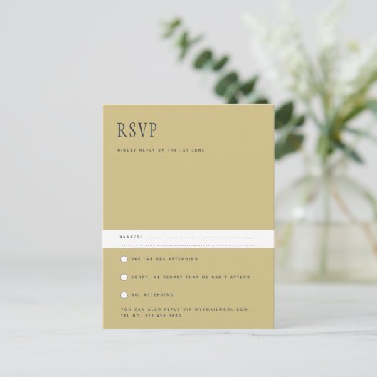 Trending Modern minimalist Simple Wedding RSVP POS Briefkaart (Staand voorkant)