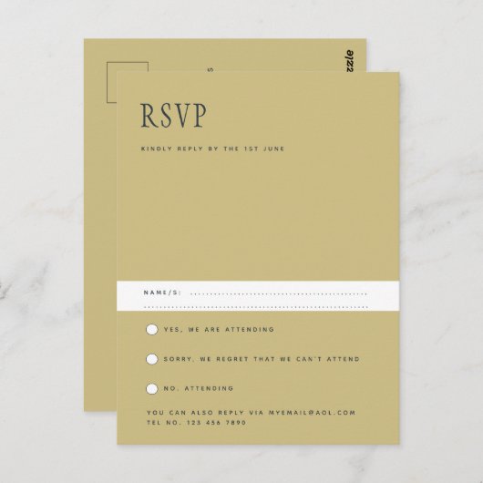 Trending Modern minimalist Simple Wedding RSVP POS Briefkaart (Voorkant / Achterkant)