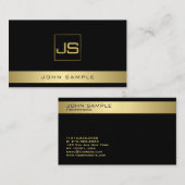 Trending Modern Monogram Elegant Black Gold Visitekaartje (Voorkant / Achterkant)
