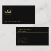 Trending Modern Monogram stijlvol zwart goud Visitekaartje (Voorkant / Achterkant)