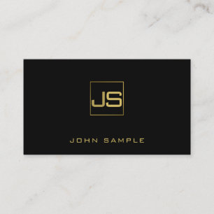 Trending Modern Monogram Stijlvol Zwart Goud Visitekaartje