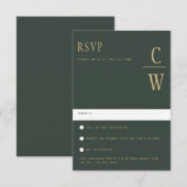 Trending Modern Moss Green Gold Wedding RSVP (Voorkant / Achterkant)