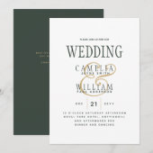 Trending Modern OLIVE Green Gold Wedding Kaart (Voorkant / Achterkant)